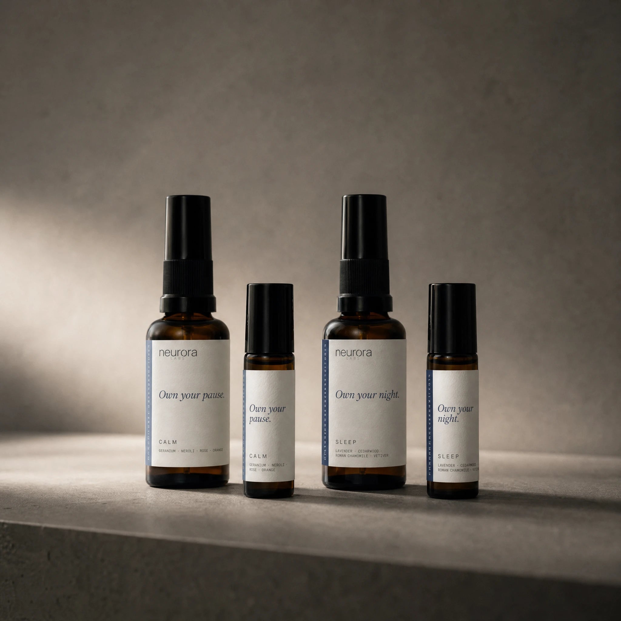Abendritual · Set: CALM und SLEEP, Roll-On und Fabric Spray