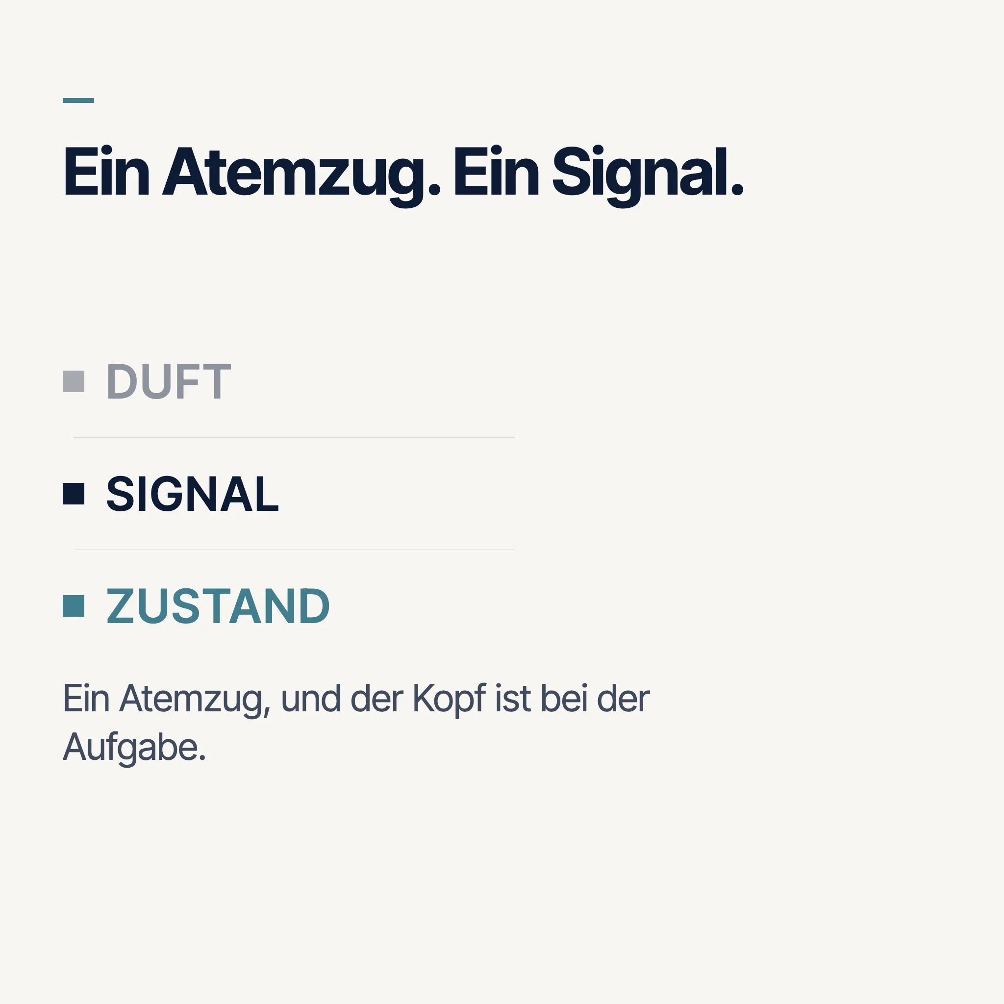 Duft als Signal — drei Schritte: Duft, Signal, Zustand